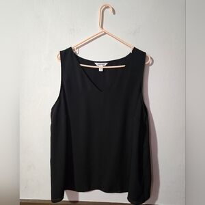 Nine West Sleeveless V-Neck Shell Tank Top Black Women's Plus Size 1X